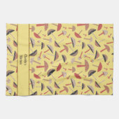 レトロパーソナライズされたミッド・センチュリー・キノコ菌 キッチンタオル (横)