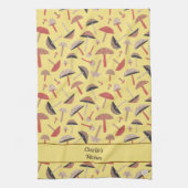 レトロパーソナライズされたミッド・センチュリー・キノコ菌 キッチンタオル (縦)