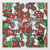 レトロパーソナライズされたミニマリストキノコの休日 ウィンドウサイン (シート)