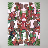 レトロパーソナライズされたミニマリストキノコの休日 ポスター (正面)