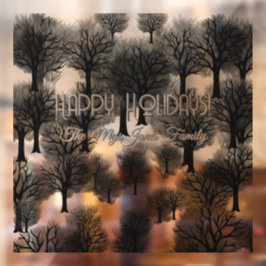 レトロパーソナライズされたミニマリストブラックホリデーツリー ウィンドウサイン