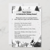 レトロパーソナライズされたミニマリストブラックホリデーツリー 招待状 (正面)