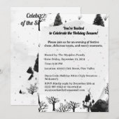 レトロパーソナライズされたミニマリストブラックホリデーツリー 招待状 (正面/裏面)