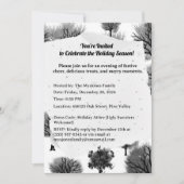 レトロパーソナライズされたミニマリストブラックホリデーツリー 招待状 (正面)