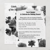 レトロパーソナライズされたミニマリストブラックホリデーツリー 招待状 (正面/裏面)