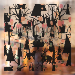 レトロパーソナライズされたミニマリストBlackCats & Branches ウィンドウサイン