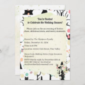 レトロパーソナライズされたミニマリストBlackCats & Branches 招待状 (正面/裏面)