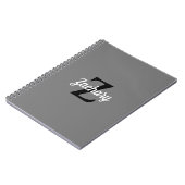 レトロパーソナライズされたモノグラムグレー白黒 ノートブック (左側)