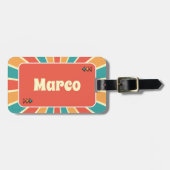 レトロパーソナライズされたユースキャンプ ラゲッジタグ (正面横)