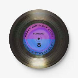 レトロパーソナライズされたレコード誕生日パーティー ペーパープレート