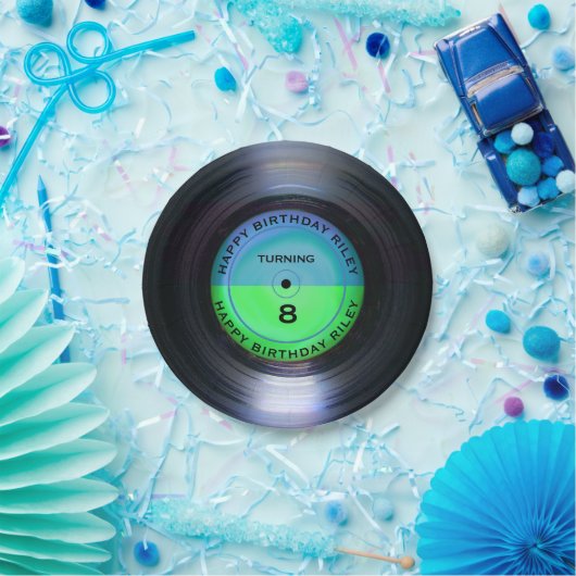 レトロパーソナライズされたレコード誕生日パーティー ペーパープレート (パーティー)