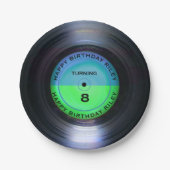 レトロパーソナライズされたレコード誕生日パーティー ペーパープレート (正面)