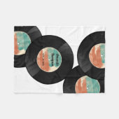 レトロパーソナライズされたレコード音楽アルバム フリースブランケット (正面(横))