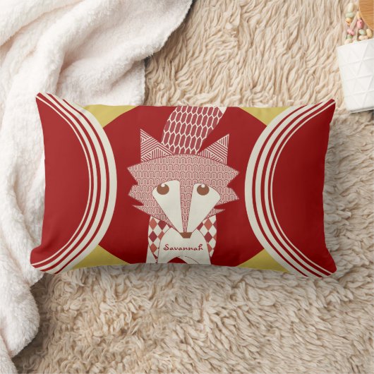 レトロパーソナライズされたレッドスタイルキツネ枕 ランバークッション (ブランケット)