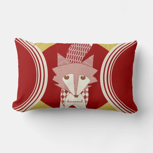 レトロパーソナライズされたレッドスタイルキツネ枕 ランバークッション (正面)