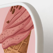 レトロパーソナライズされたヴィンテージアイスクリームコーンパターン ピックルボールラケット (左詳細)