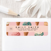 レトロパーソナライズされたヴィンテージアイスクリームコーンパターン ラベル (インサイチュ)