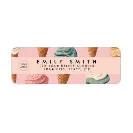 レトロパーソナライズされたヴィンテージアイスクリームコーンパターン ラベル