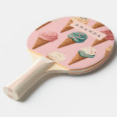 レトロパーソナライズされたヴィンテージアイスクリームコーンパターン 卓球ラケット (正面アングル)
