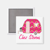 レトロパーソナライズされたヴィンテージキャラバンデザイン磁石 マグネット (正面/裏面)