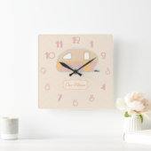 レトロパーソナライズされたヴィンテージキャラバンデザイン スクエア壁時計 (ホーム)