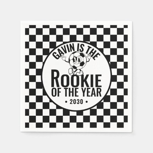 レトロパーソナライズされたヴィンテージサッカー誕生日パーティー スタンダードカクテルナプキン (正面)