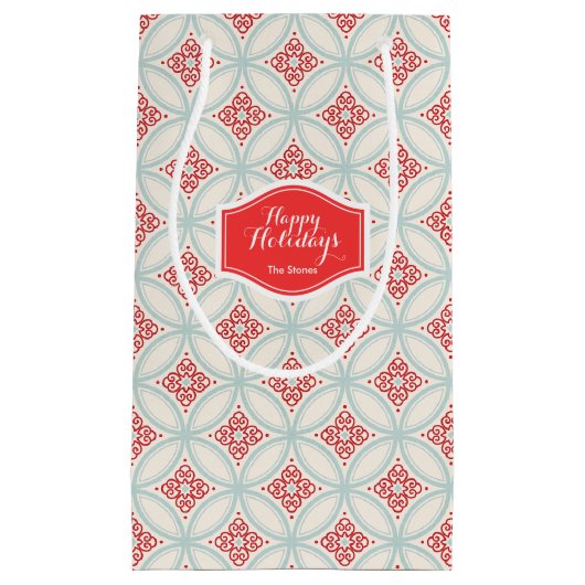 レトロパーソナライズされた休日モロッコの円パターン スモールペーパーバッグ (正面)