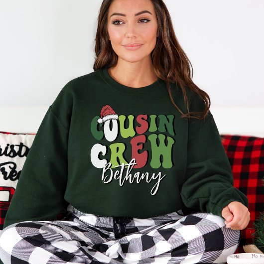 レトロパーソナライズされた従姉妹クルーのクリスマスマッチング トライブレンドTシャツ