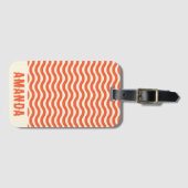 レトロパーソナライズされた抽象芸術波線（オレンジ） ラゲッジタグ (正面横)