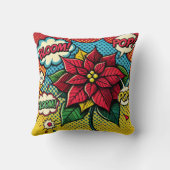 レトロパーソナライズされた漫画ブックアポップ・アートのートポインセチア クッション (裏面)