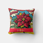 レトロパーソナライズされた漫画ブックアポップ・アートのートポインセチア クッション (正面)