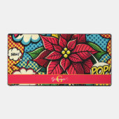 レトロパーソナライズされた漫画ブックアポップ・アートのートポインセチア デスクマット (正面)