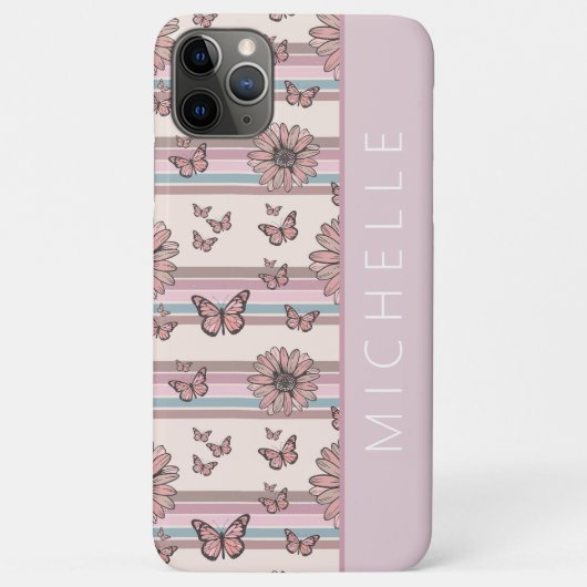 レトロパーソナライズされた花と名前フローラデイジー Case-Mate iPhoneケース (裏面)