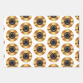 レトロパーソナライズされた金ゴールドレコード ラッピングペーパーシート (正面3)