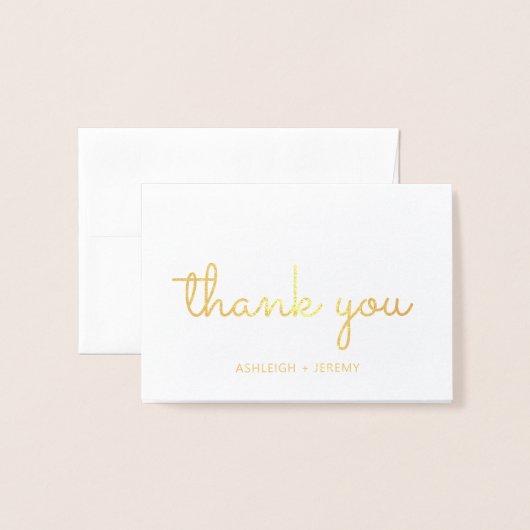 レトロパーソナライズされた金ゴールド結婚の感謝 箔カード (封筒付き正面)