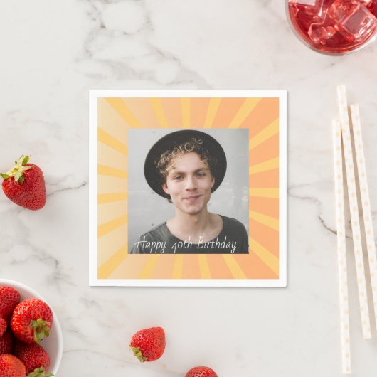レトロパーソナライズされた40歳の誕生日の写真 スタンダードカクテルナプキン (インサイチュ)
