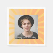 レトロパーソナライズされた40歳の誕生日の写真 スタンダードカクテルナプキン (正面)