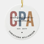 レトロパーソナライズされたCPA公認会計士 セラミックオーナメント (正面)