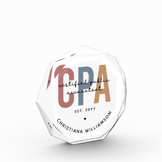 レトロパーソナライズされたCPA公認会計士 フォトブロック (左)