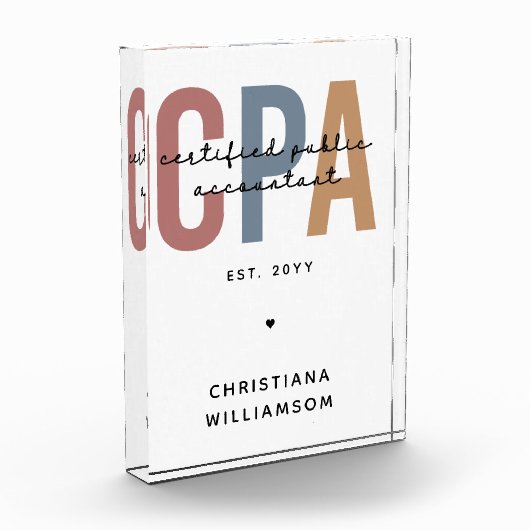 レトロパーソナライズされたCPA公認会計士 フォトブロック (左)