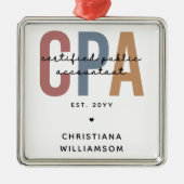 レトロパーソナライズされたCPA公認会計士 メタルオーナメント (正面)