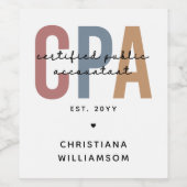 レトロパーソナライズされたCPA公認会計士 ワインラベル (シングルラベル)
