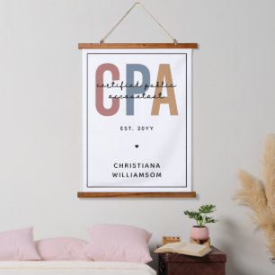 レトロパーソナライズされたCPA公認会計士 吊り下げ型タペストリー