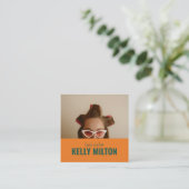 レトロパーソナライズフォトヘアドライザー理容師サロン スクエア名刺 (スタンド正面)