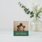 レトロパーソナライズフォトヘアドライザー理容師サロン スクエア名刺 (スタンド正面)