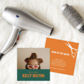 レトロパーソナライズフォトヘアドライザー理容師サロン スクエア名刺