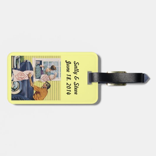 レトロパーソナライズ彼の彼女のカップルのギフト荷物タグ ラゲッジタグ (裏面横)