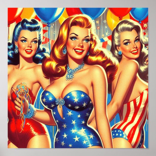 レトロパーティーのピンアップ ポスター (正面)