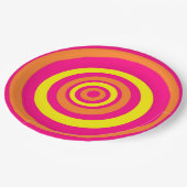 レトロパーティープレートとオレンジ色のホットピンクイエロー ペーパープレート (アングル)