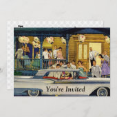 レトロパーティー時間 招待状 (正面/裏面)